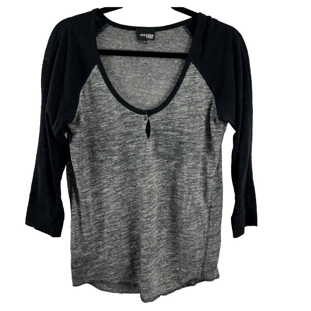 Aritza Wilfred Free Grey & Black Grunge Raglan Top Women's Size S
